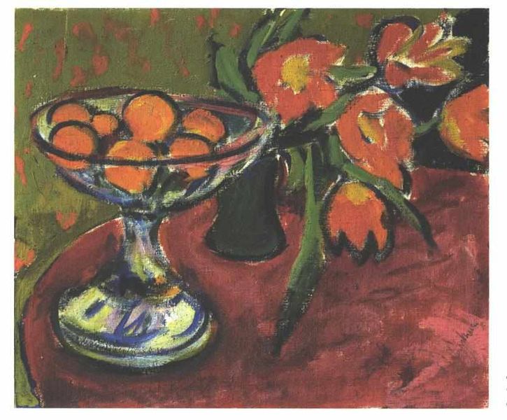 Ernst Ludwig Kirchner Stil live with tulips and oranges